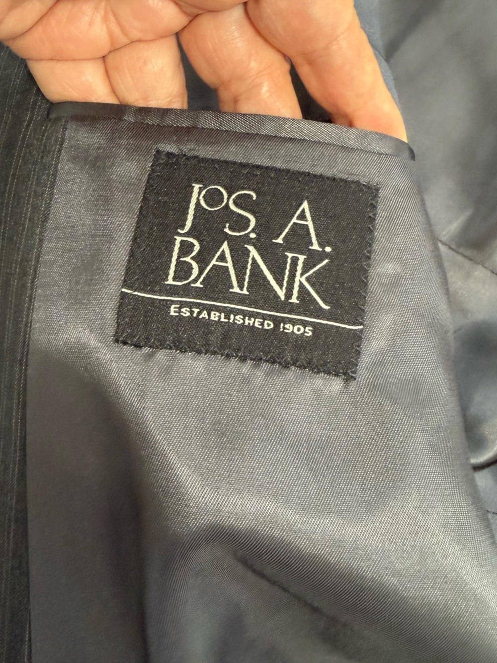 46R Jos. A Banks Suit - 2 Button Dark Gray Pin Stripe. Pants included. - Picture 3 of 15